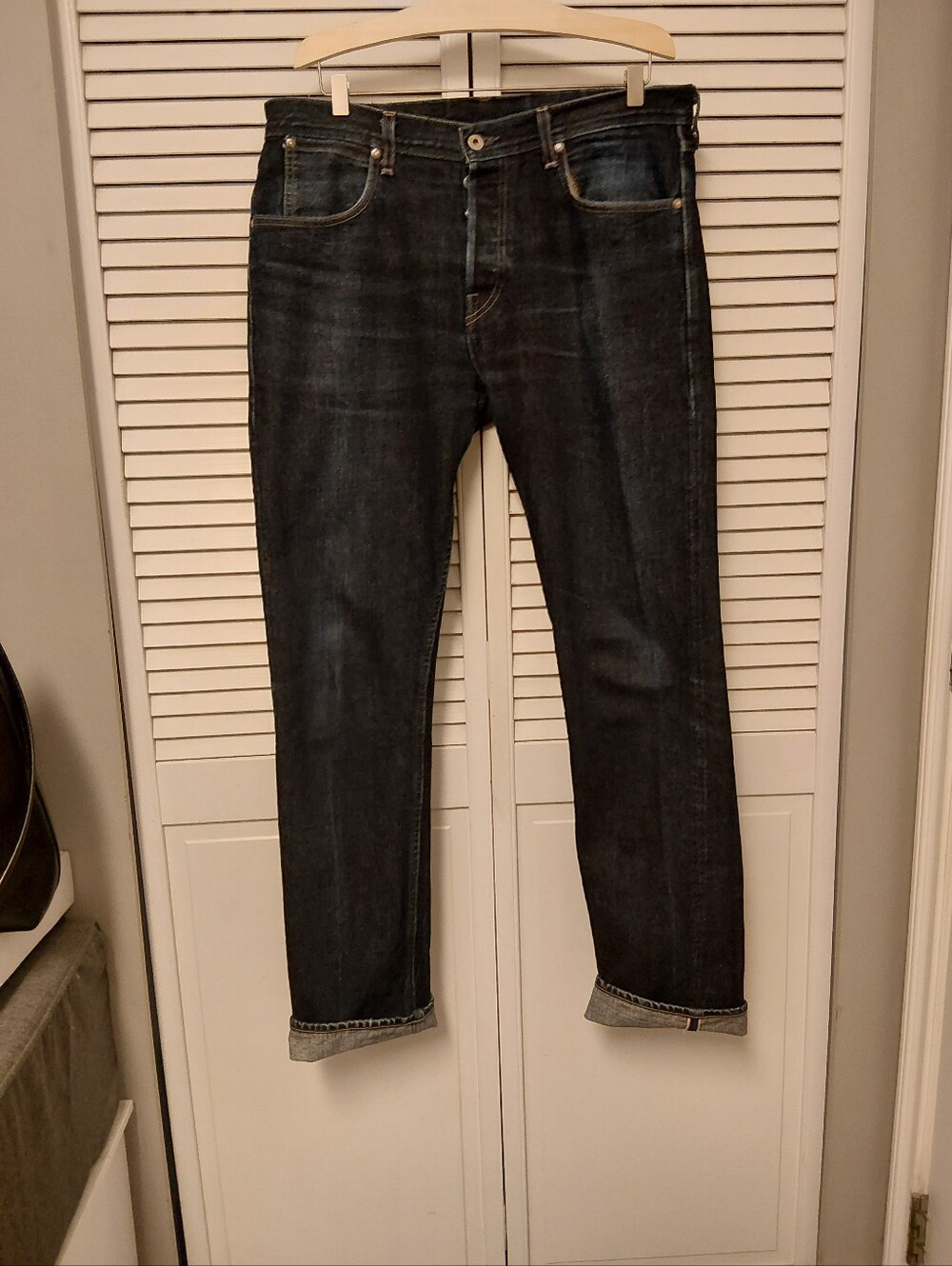 Vintage Wallace And Barns Selvedge Slim Dark Blue Jeans – Modern Slim Fit